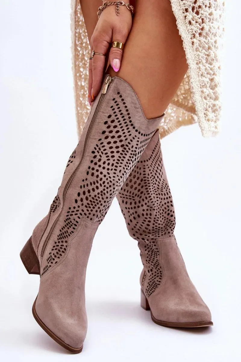 Online Zazoo Zamszowe Kozaki Kowbojki Przed Kolano Lewski Shoes 3305 Cappuccino