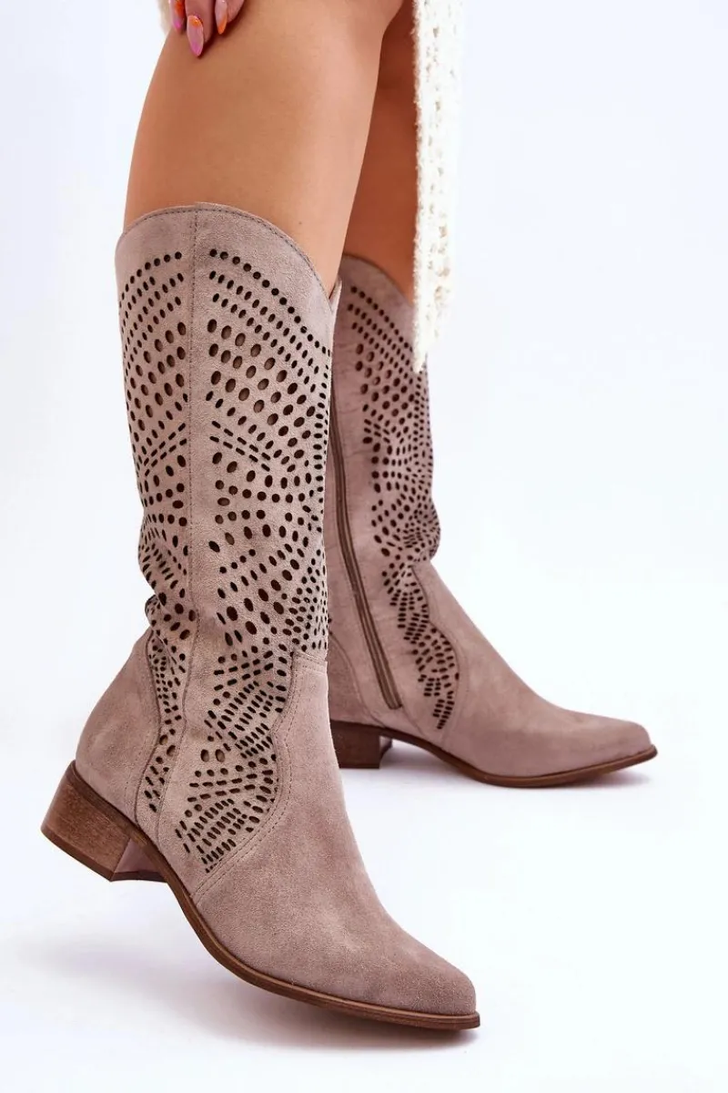 Online Zazoo Zamszowe Kozaki Kowbojki Przed Kolano Lewski Shoes 3305 Cappuccino