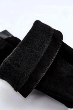 New Zamszowe Kozaki Muszkieterki 2221 Czarne Damskie Kozaki Przed Kolano|Kozaki Na Obcasie