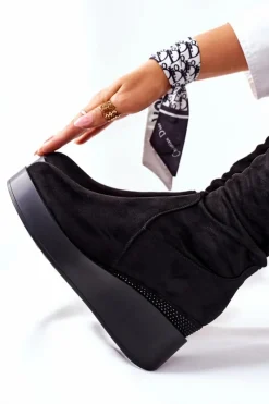 Kozaki Na Koturnie|Kozaki Zamszowe></noscript>Damskie buty S.Barski Zamszowe Kozaki Na Koturnie S. Barski Czarne Celina