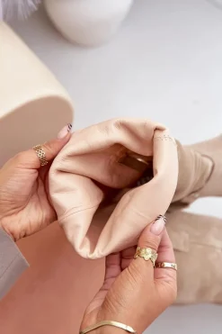 Best Zazoo Zamszowe Kozaki Na Niskim Obcasie Z Cholewką Przed Kolano 3444/O Jasnobeżowe Beżowy