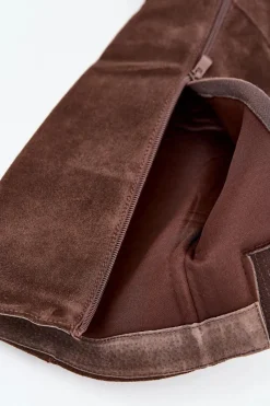 Clearance Zamszowe Kozaki Na Słupku Zamek Czekoladowe Lissara Damskie Kozaki Ocieplane|Kozaki Na Słupku