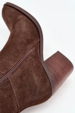 Clearance Zamszowe Kozaki Na Słupku Zamek Czekoladowe Lissara Damskie Kozaki Ocieplane|Kozaki Na Słupku