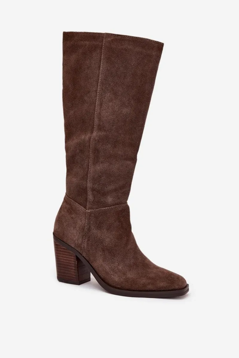 Kozaki Ocieplane|Kozaki Na Słupku>Boto Zamszowe Kozaki Na Słupku Zamek Brązowe Lissara Brązowy