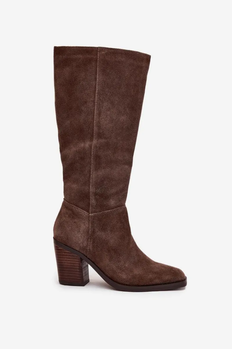 Kozaki Ocieplane|Kozaki Na Słupku>Boto Zamszowe Kozaki Na Słupku Zamek Brązowe Lissara Brązowy