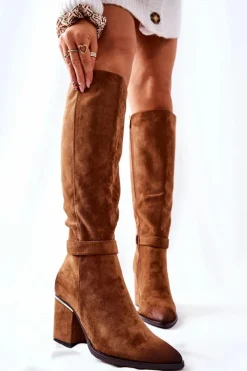 Kozaki Wiosenne|Kozaki Przed Kolano>Boto Zamszowe Kozaki Na Słupku Camel Corises