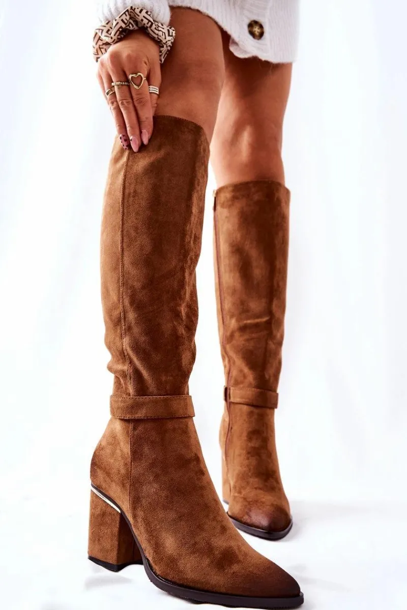 Kozaki Wiosenne|Kozaki Przed Kolano>Boto Zamszowe Kozaki Na Słupku Camel Corises