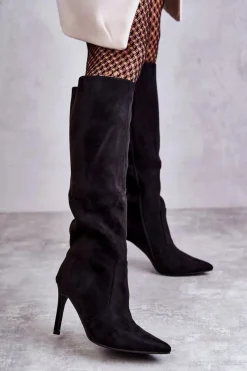 Kozaki Przed Kolano|Kozaki Na Obcasie>Boto Zamszowe Kozaki Na Szpilce Czarne Carite