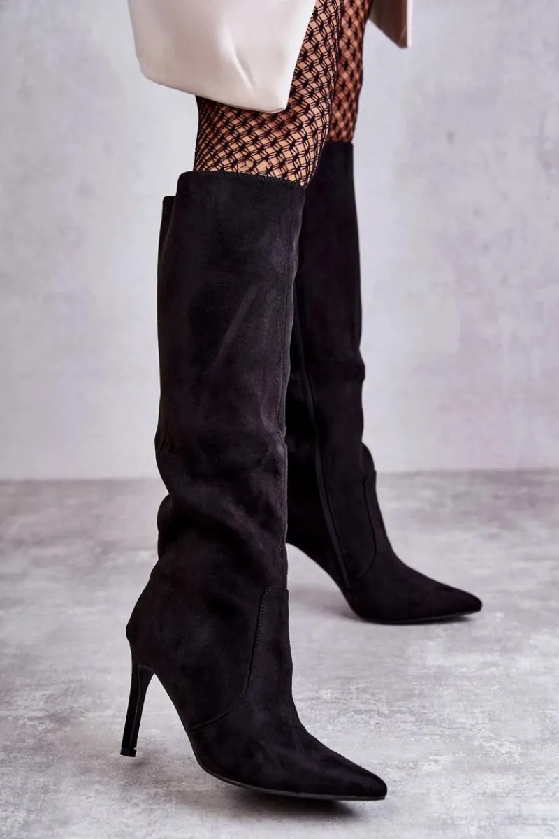 Kozaki Przed Kolano|Kozaki Na Obcasie>Boto Zamszowe Kozaki Na Szpilce Czarne Carite