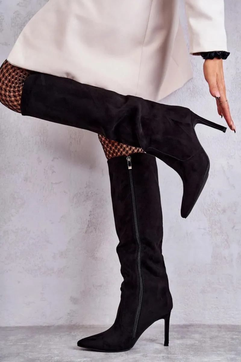 Kozaki Przed Kolano|Kozaki Na Obcasie>Boto Zamszowe Kozaki Na Szpilce Czarne Carite
