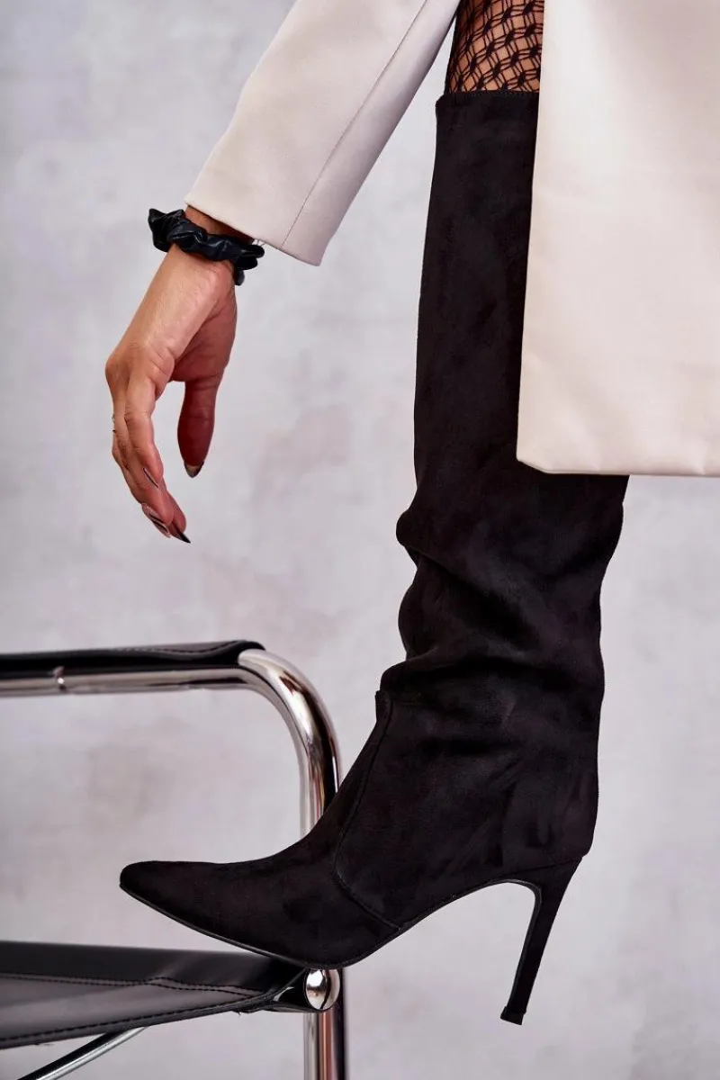 Kozaki Przed Kolano|Kozaki Na Obcasie>Boto Zamszowe Kozaki Na Szpilce Czarne Carite