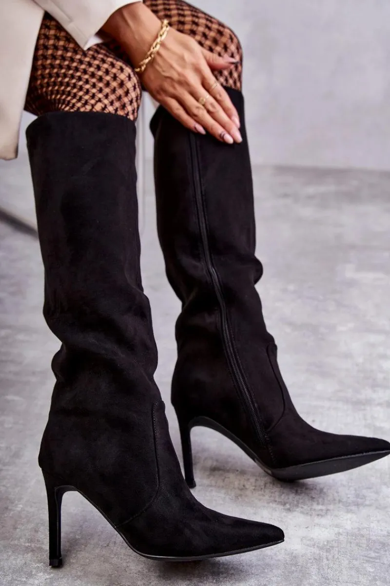 Kozaki Przed Kolano|Kozaki Na Obcasie>Boto Zamszowe Kozaki Na Szpilce Czarne Carite