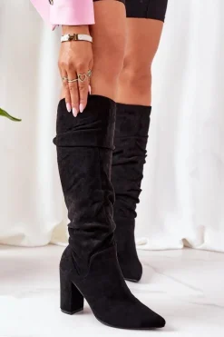 Clearance Boto Zamszowe Kozaki W Szpic Czarne Impressing