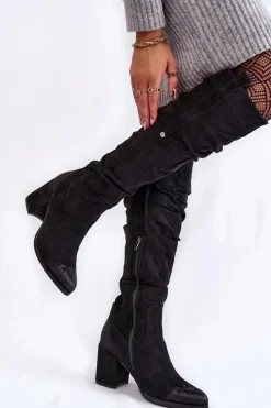 Sale Boto Zamszowe Kozaki Za Kolano La.Fi 270065B-SU Czarne