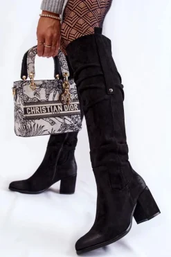 Sale Boto Zamszowe Kozaki Za Kolano La.Fi 270065B-SU Czarne