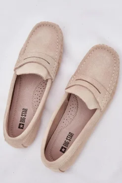 Big Star Shoes Zamszowe Mokasyny Damskie Big Star RR274947 Beżowe Beżowy