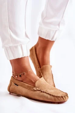 Discount Boto Zamszowe Mokasyny Damskie Ciemnobeżowe Millare