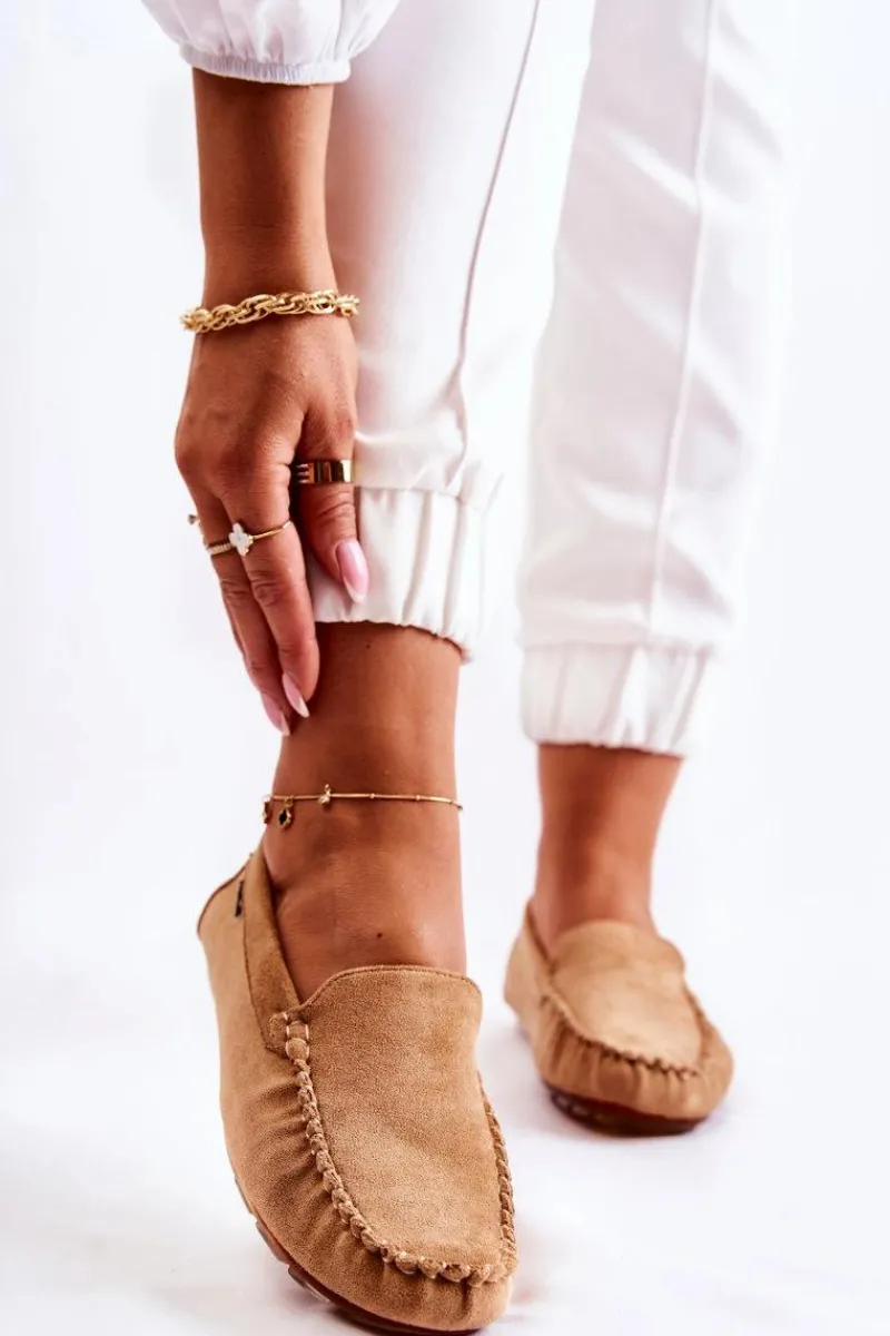 Discount Boto Zamszowe Mokasyny Damskie Ciemnobeżowe Millare