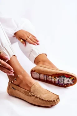 Discount Boto Zamszowe Mokasyny Damskie Ciemnobeżowe Millare