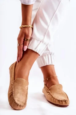 Discount Boto Zamszowe Mokasyny Damskie Ciemnobeżowe Millare