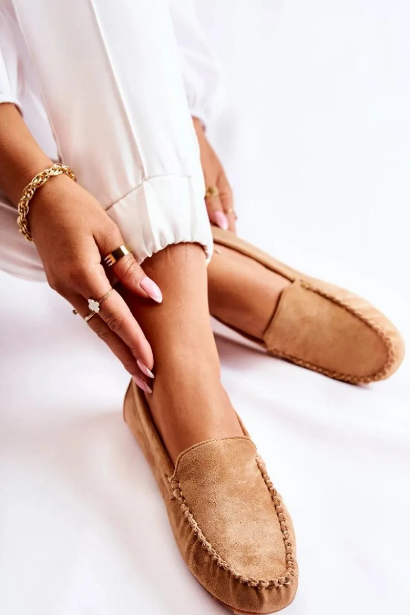 Discount Boto Zamszowe Mokasyny Damskie Ciemnobeżowe Millare