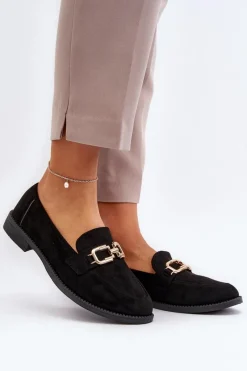 Online Boto Zamszowe Mokasyny Damskie Na Płaskim Obcasie Czarne Misal