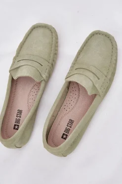 Discount Zamszowe Mokasyny Damskie Big Star RR274945 Zielone Damskie Loafersy Damskie|Mokasyny Damskie Zamszowe