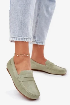 Discount Zamszowe Mokasyny Damskie Big Star RR274945 Zielone Damskie Loafersy Damskie|Mokasyny Damskie Zamszowe