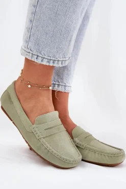 Discount Zamszowe Mokasyny Damskie Big Star RR274945 Zielone Damskie Loafersy Damskie|Mokasyny Damskie Zamszowe