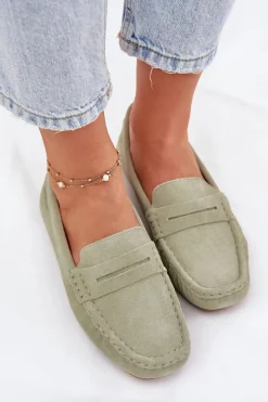 Discount Zamszowe Mokasyny Damskie Big Star RR274945 Zielone Damskie Loafersy Damskie|Mokasyny Damskie Zamszowe