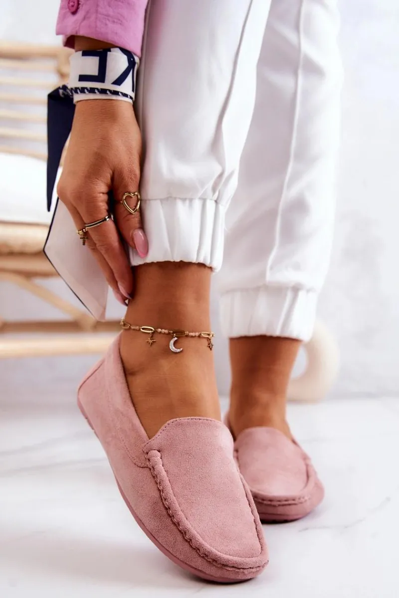 New Zamszowe Mokasyny Damskie Różowe Morreno Damskie Loafersy Damskie|Mokasyny Damskie Zamszowe