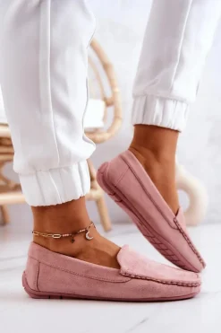 New Zamszowe Mokasyny Damskie Różowe Morreno Damskie Loafersy Damskie|Mokasyny Damskie Zamszowe
