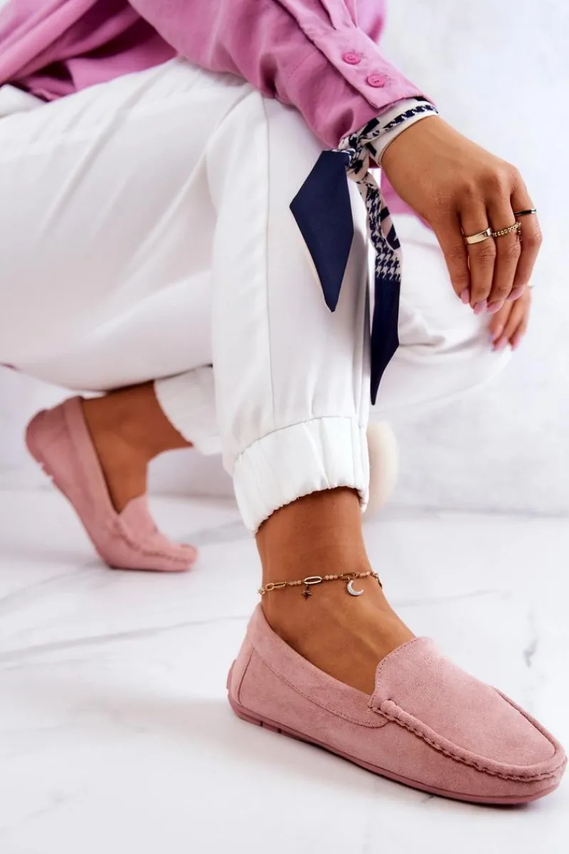 New Zamszowe Mokasyny Damskie Różowe Morreno Damskie Loafersy Damskie|Mokasyny Damskie Zamszowe