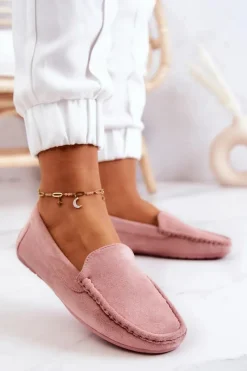 New Zamszowe Mokasyny Damskie Różowe Morreno Damskie Loafersy Damskie|Mokasyny Damskie Zamszowe