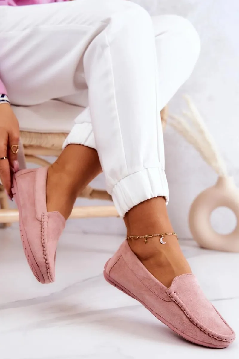 New Zamszowe Mokasyny Damskie Różowe Morreno Damskie Loafersy Damskie|Mokasyny Damskie Zamszowe