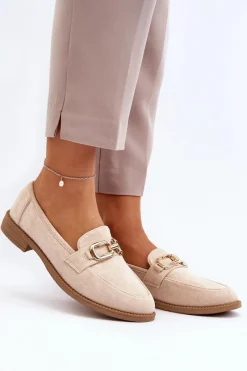 Best Zamszowe Mokasyny Damskie Na Płaskim Obcasie Beżowe Misal Damskie Loafersy Damskie|Mokasyny Damskie Zamszowe