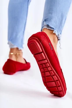 Online Boto Zamszowe Mokasyny Damskie Czerwone Millare