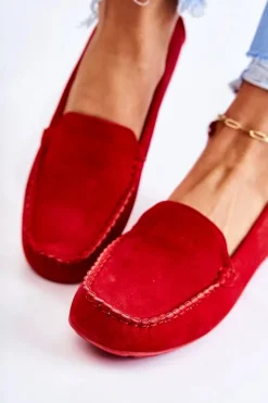 Online Boto Zamszowe Mokasyny Damskie Czerwone Millare