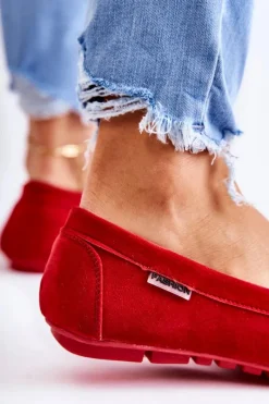 Online Boto Zamszowe Mokasyny Damskie Czerwone Millare