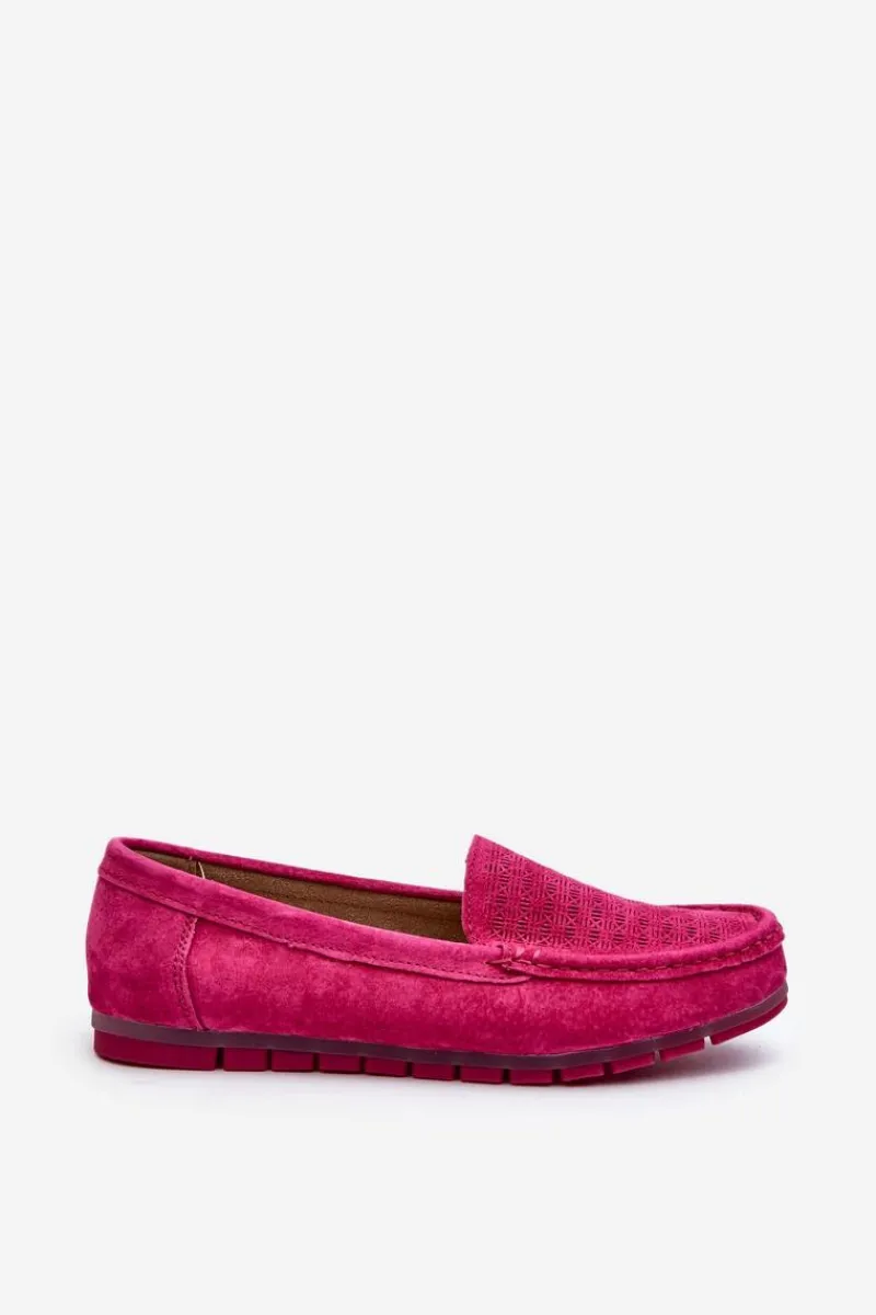 Loafersy Damskie|Mokasyny Damskie Skórzane>Damskie buty S.Barski Zamszowe Mokasyny Damskie Fuksja S.Barski LR755 Różowy