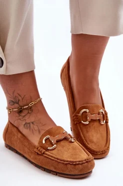 Best Zamszowe Mokasyny Damskie Z Ozdobą Brązowe Dionira Damskie Loafersy Damskie|Mokasyny Damskie Zamszowe