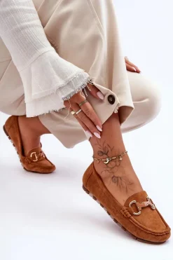 Best Zamszowe Mokasyny Damskie Z Ozdobą Brązowe Dionira Damskie Loafersy Damskie|Mokasyny Damskie Zamszowe
