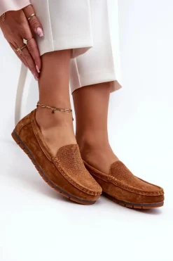 Outlet Damskie buty S.Barski Zamszowe Mokasyny Damskie Camel S.Barski LR755 Brązowy