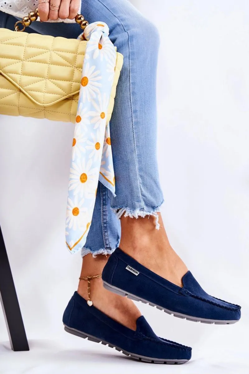 Hot Boto Zamszowe Mokasyny Damskie Granatowe Millare