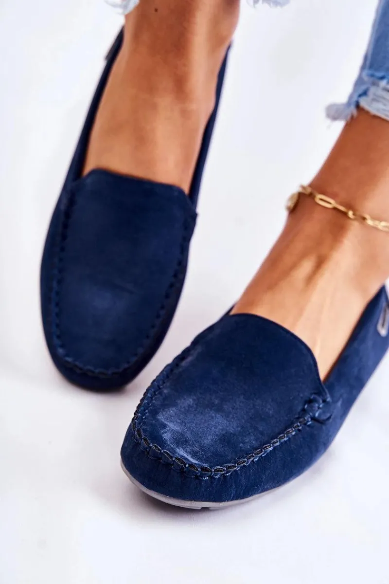 Hot Boto Zamszowe Mokasyny Damskie Granatowe Millare