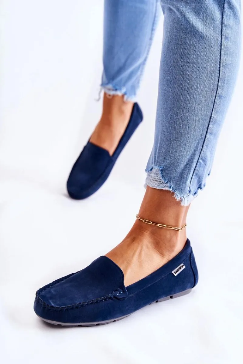 Hot Boto Zamszowe Mokasyny Damskie Granatowe Millare