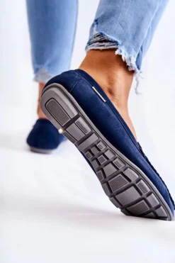 Hot Boto Zamszowe Mokasyny Damskie Granatowe Millare