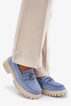 Buty damskie Vinceza Zamszowe Mokasyny Damskie Z Przypinką Miś Vinceza 79533 e Niebieski