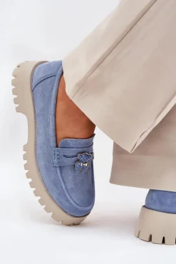 Buty damskie Vinceza Zamszowe Mokasyny Damskie Z Przypinką Miś Vinceza 79533 e Niebieski