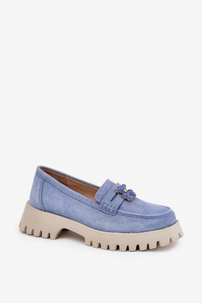 Buty damskie Vinceza Zamszowe Mokasyny Damskie Z Przypinką Miś Vinceza 79533 e Niebieski